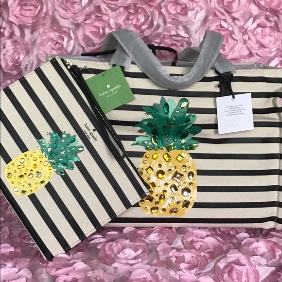 Kate♠️Spade  🍍By the pool canvas pineapple mega🍍 - Picture 4 of 4